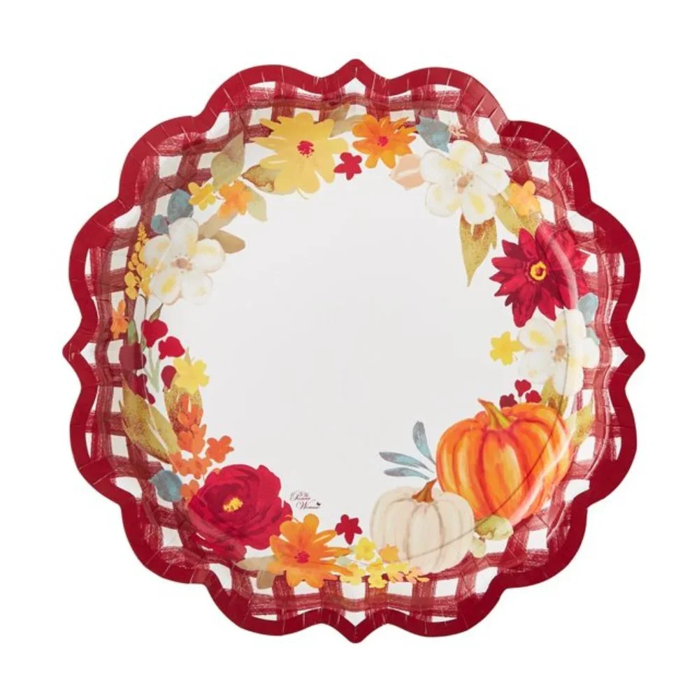 Pioneer Woman Thanksgiving Fall Gingham Harvest Paper Party Supplies 16 Guests